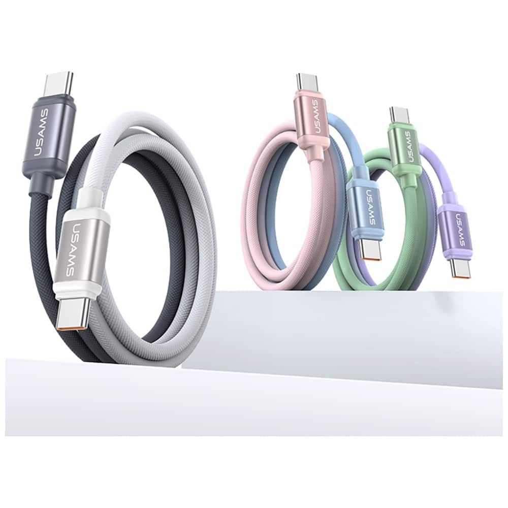 Καλώδιο Usams Bicolor Series Sj756 Pd 60w USB-C/usb-C 1.2m Green And Purple - Image 2