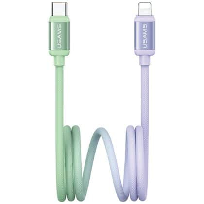 Καλώδιο Usams Bicolor Series Sj757 Pd 30w  USB-C/lightning 1.2m Green And Purple
