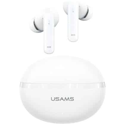 Usams Echo E02 λευκά ασύρματα ακουστικά TWS με θήκη φόρτισης