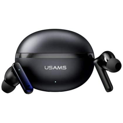 Μαύρα ασύρματα ακουστικά Usams Echo E02 TWS με θήκη φόρτισης
