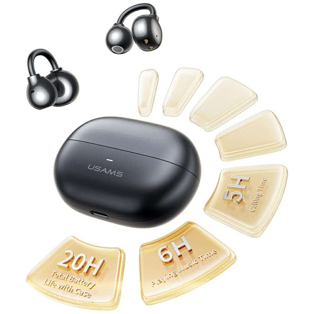 Earphones Bluetooth Usams Echo R02 Clip-On Wireless Grey - Image 9