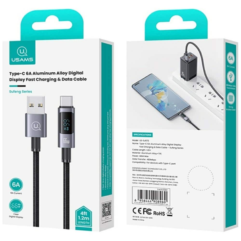 Καλώδιο Usams Sufeng Series Us-Sj673 66w 6a Fast Charging USB-C Do USB-A 1.2m Tarnish - Image 10