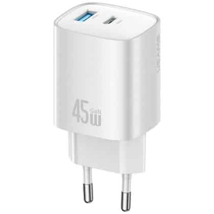 Wall Charger Usams Cc290 T66 45w Gan 1xusb-A 1xusb-C Silver