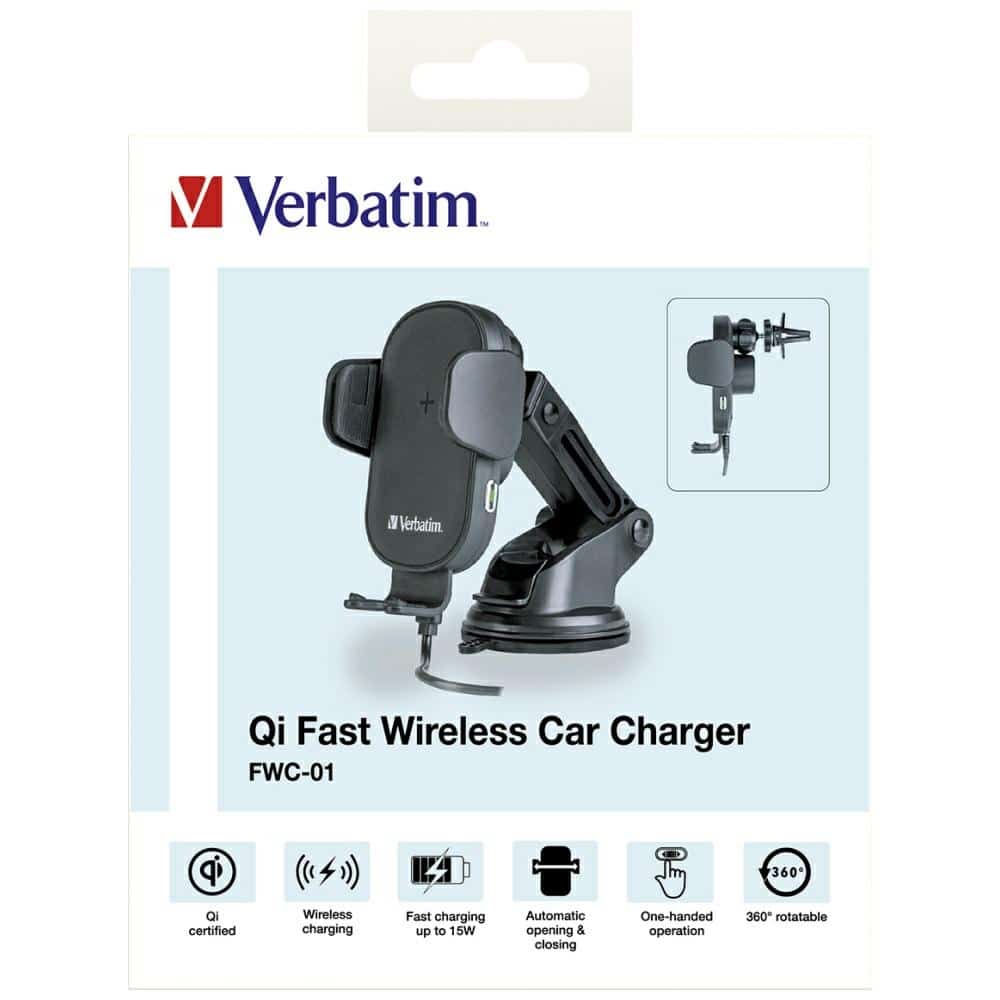 Car Holder With Wireless Charger Verbatim Fwc-01 15w Qi Black 49552 - Image 9