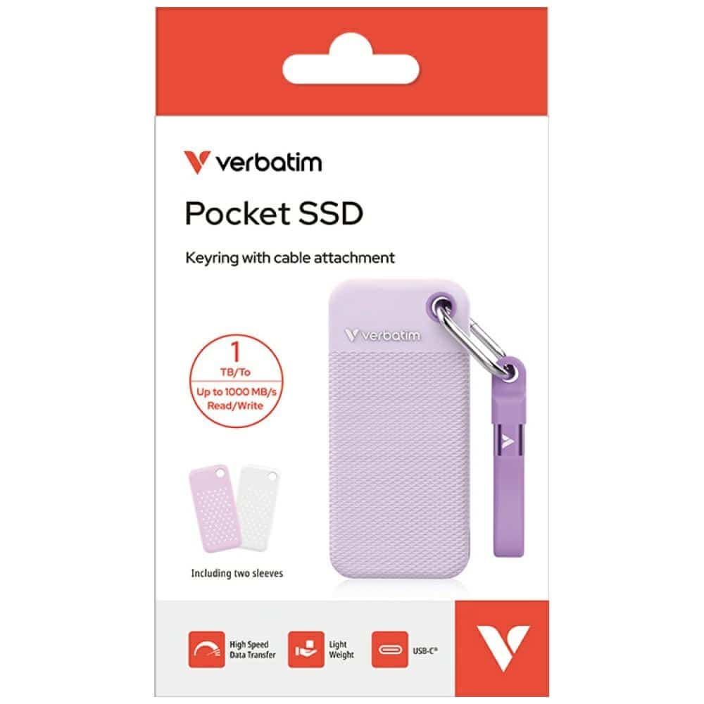 Εξωτερικός Δίσκος Verbatim Pocket Ssd 1tb USB-C 3.2 Gen 2 Λευκό-Μωβ 32322 - Image 8