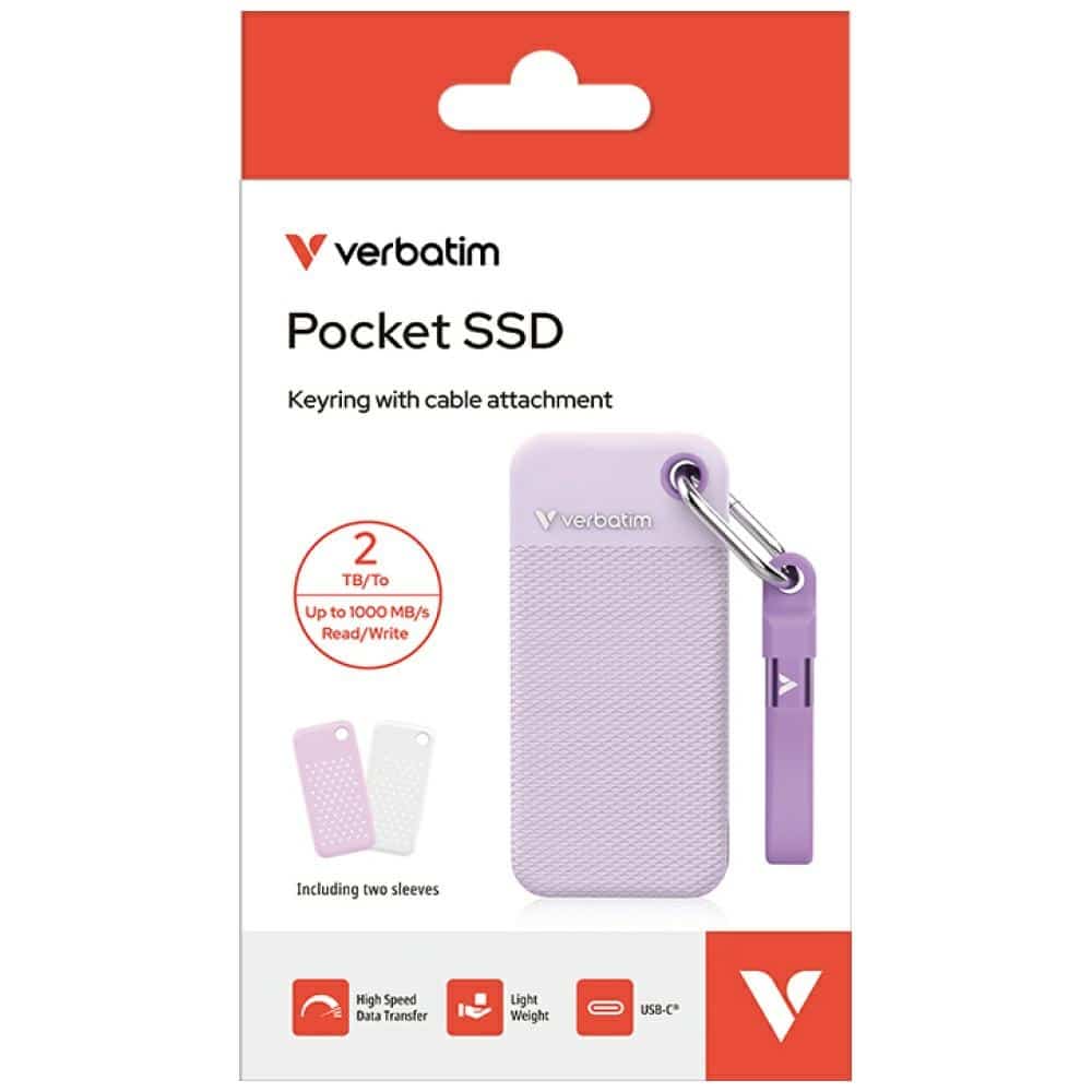 Εξωτερικός Δίσκος Verbatim Pocket Ssd 2tb USB-C 3.2 Gen 2 Λευκό-Μωβ 32323 - Image 8
