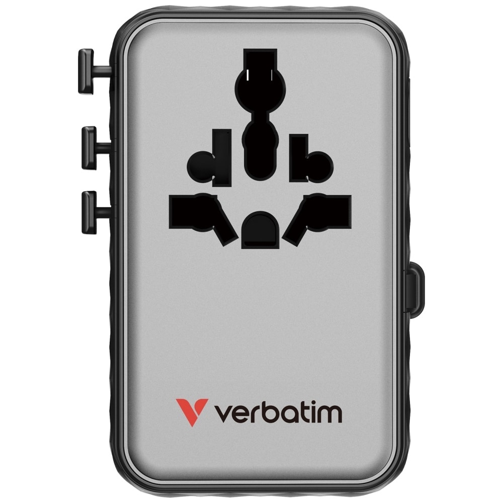 Verbatim Αντάπτορας Ταξιδίου Eu/uk/us Gan Με 2xusb-C/2xusb-A/1xusb-C Pd 100w Μαύρος 30191 - Image 4