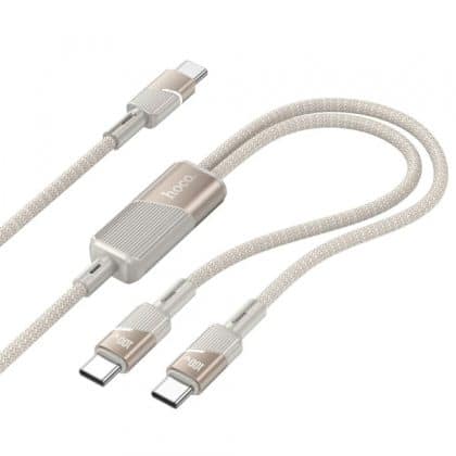 USB-C To 2 X USB-C Καλώδιο Hoco U139 2in1, 100w, 5a, 1.2m, Gold