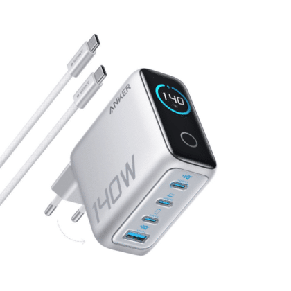 Wall Charger Anker Zolo, 140w, 5a, 1 X USB-A - 3 X USB-C, With USB-C Καλώδιο, Silver B2697g41