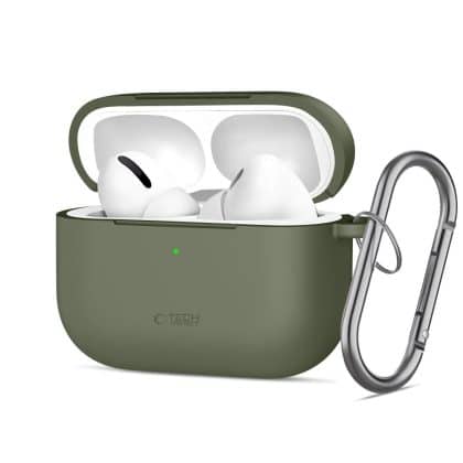Θήκη Σιλικόνης Tech-Protect Με Κλιπ Για Apple Airpods Pro 3 - Ελιά
