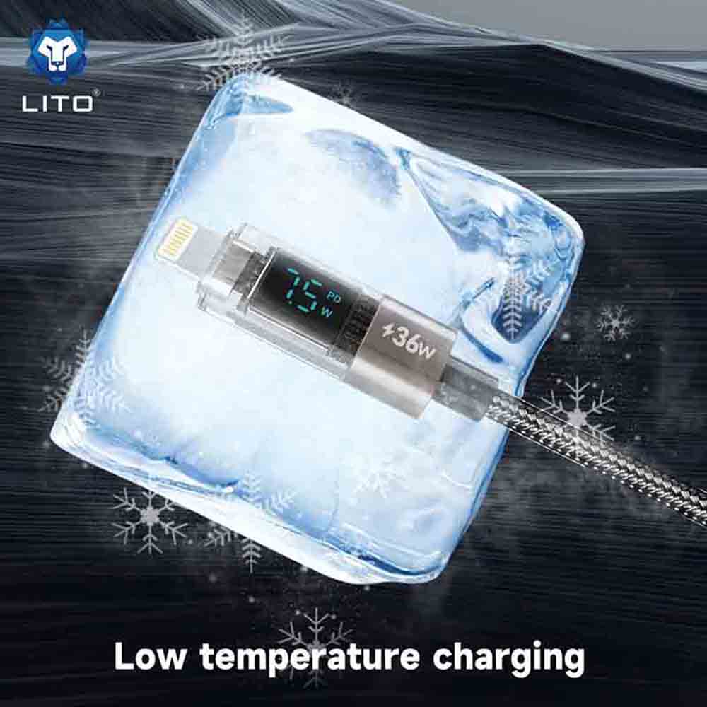 Lito - Data Καλώδιο (ld09cl) - Lightning To Type-C, 36w High Speed Charging, Led Display, 1.2m - Black - Image 2