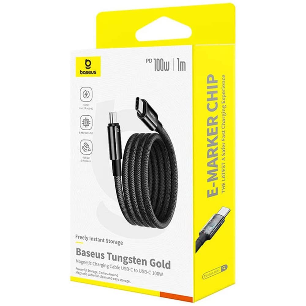 Baseus - Καλώδιο Δεδομένων Tungsten Gold (p10319805111-00) - Type-C Σε Type-C, Υπερθέρμανση Ταχυφόρτισης 100w, 480mbps, 1m - Μαύρο - Image 4
