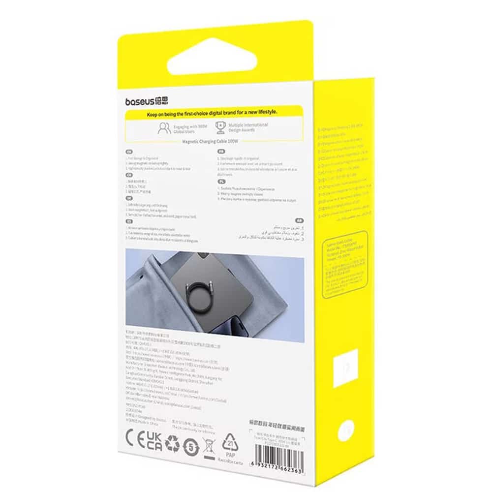 Baseus - Καλώδιο Δεδομένων Tungsten Gold (p10319805111-00) - Type-C Σε Type-C, Υπερθέρμανση Ταχυφόρτισης 100w, 480mbps, 1m - Μαύρο - Image 5