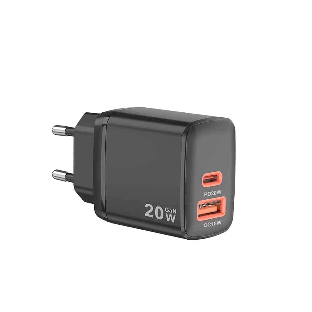 Techsuit - Φορτιστής Τοίχου Duonix 20w (ch2) - Type-C, USB, Διπλός Φορτιστής Ταξιδιού 20w - Μαύρος - Image 5