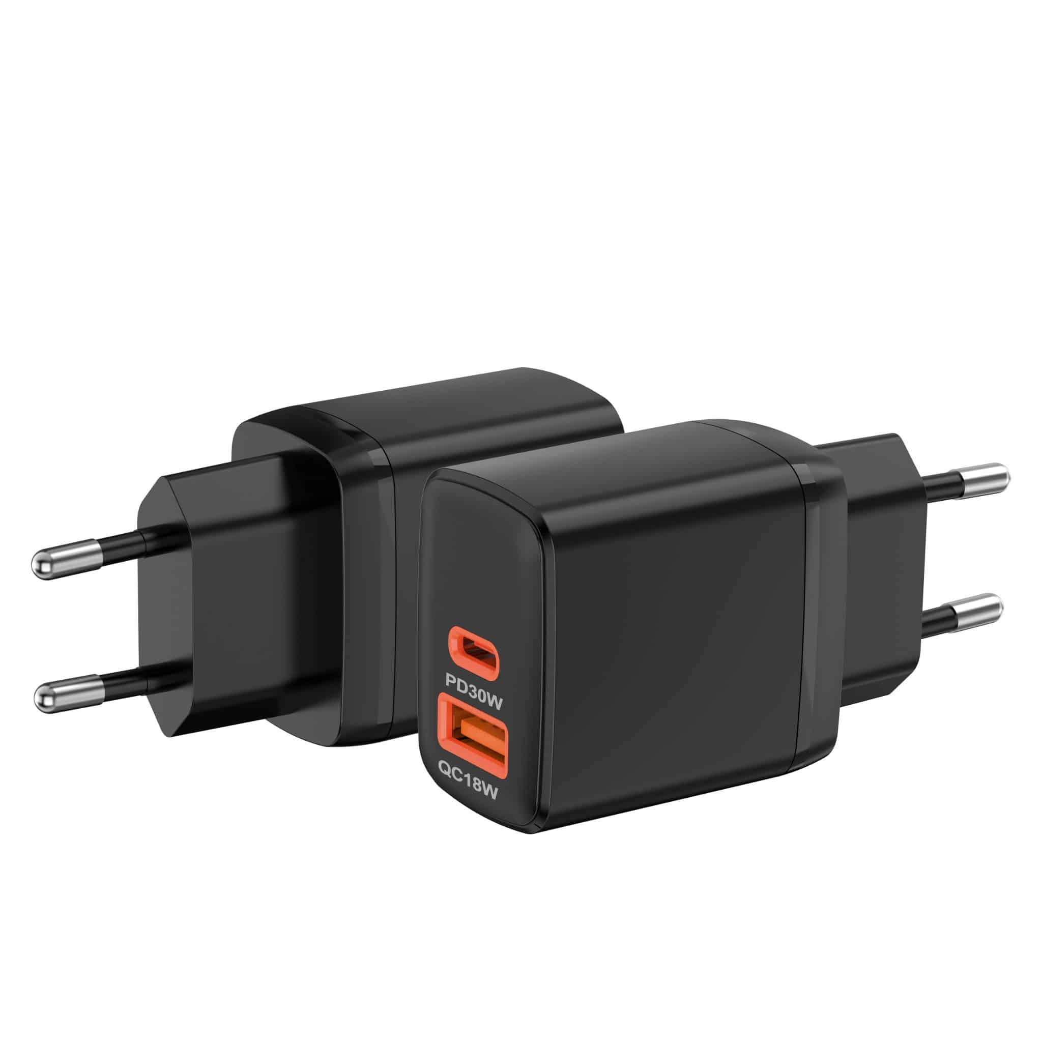 Φορτιστής Τοίχου Techsuit Duonix 30w (ch1) - Type-C, USB, Διπλός Φορτιστής Ταξιδίου 30w - Μαύρος - Image 3