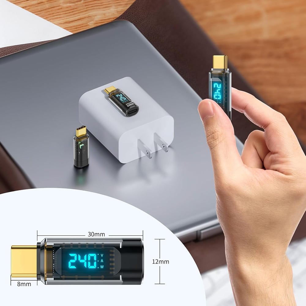 Techsuit - Αντάπτορας Databoost (a23) - USB-C, Ψηφιακή Ενδειξη Led, 40gbps, 8k@60hz, Pd240w - Γκρι - Image 2