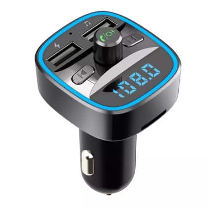 Techsuit - Ρυθμιστής Fm Jamlink (mfm2) - Διπλή USB, Sd Κάρτα, Φωτισμός Με Μπλε Ατμοσφαιρικό Φως, Υπερ-Συμπαγής Σχεδίαση, Bluetooth - Μαύρος