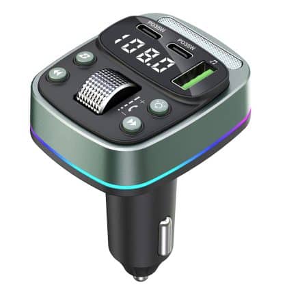 Techsuit - Fm Modulator Echodrive (mfm3) - Διπλή Pd35w, Bluetooth V5.4, U-Disk Για Μουσική, Ρύθμιση Μπάσου - Μαύρο