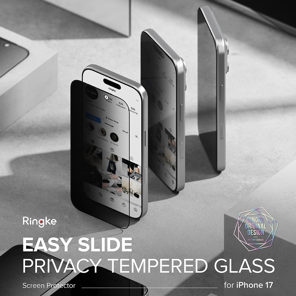 Ringke - Easy Slide Ιδιωτικό Γυαλί Tempered (2 Πακέτο) - iPhone 17 Pro - Μαύρο - Image 6