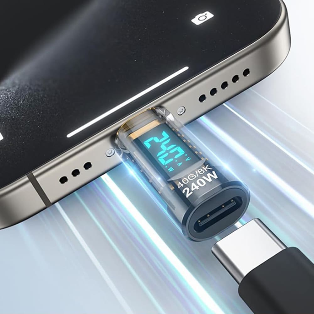 Techsuit - Αντάπτορας Databoost (a23) - USB-C, Ψηφιακή Ενδειξη Led, 40gbps, 8k@60hz, Pd240w - Γκρι - Image 3
