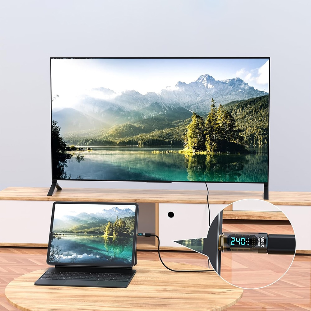 Techsuit - Αντάπτορας Databoost (a23) - USB-C, Ψηφιακή Ενδειξη Led, 40gbps, 8k@60hz, Pd240w - Γκρι - Image 5