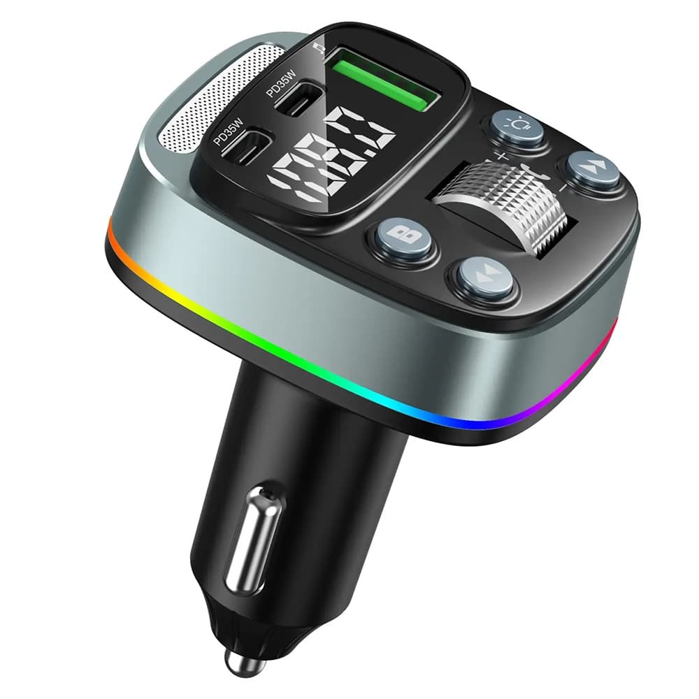 Techsuit - Fm Modulator Echodrive (mfm3) - Διπλή Pd35w, Bluetooth V5.4, U-Disk Για Μουσική, Ρύθμιση Μπάσου - Μαύρο - Image 4