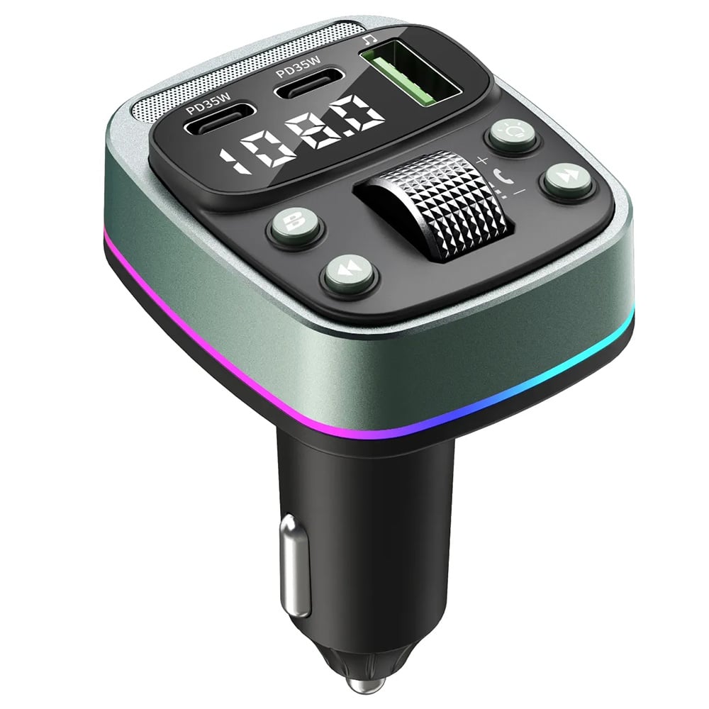 Techsuit - Fm Modulator Echodrive (mfm3) - Διπλή Pd35w, Bluetooth V5.4, U-Disk Για Μουσική, Ρύθμιση Μπάσου - Μαύρο - Image 2