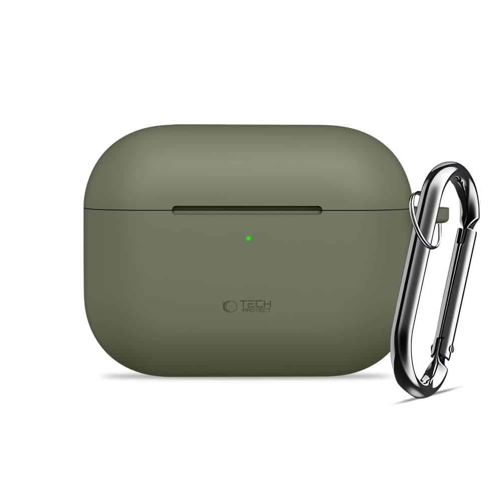 Θήκη Σιλικόνης Tech-Protect Με Κλιπ Για Apple Airpods Pro 3 - Ελιά - Image 2
