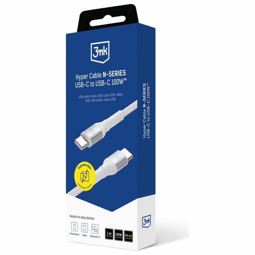 Καλώδιο 3mk Hyper Καλώδιο N-Series USB-C Σε USB-C 1m 20v/5a 100w Λευκό - Image 8