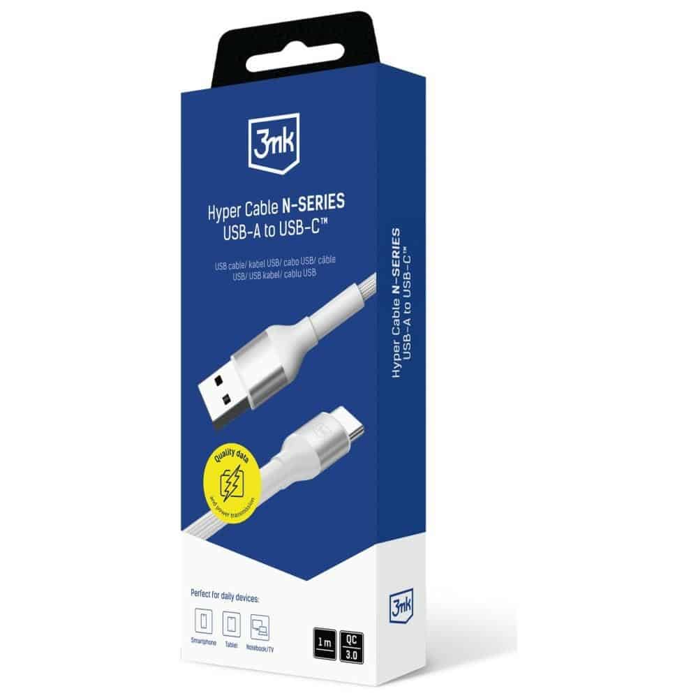Καλώδιο 3mk Hyper Καλώδιο N-Series USB-A Σε USB-C 1μ 9v/2a 18w Λευκό - Image 8