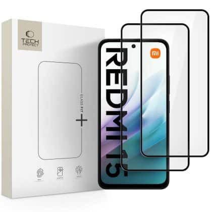 Τζαμάκι Προστασίας Tech-Protect Glass Fit+ 2-Πακετο Για Xiaomi Redmi 15 4g / 5g Μαυρο