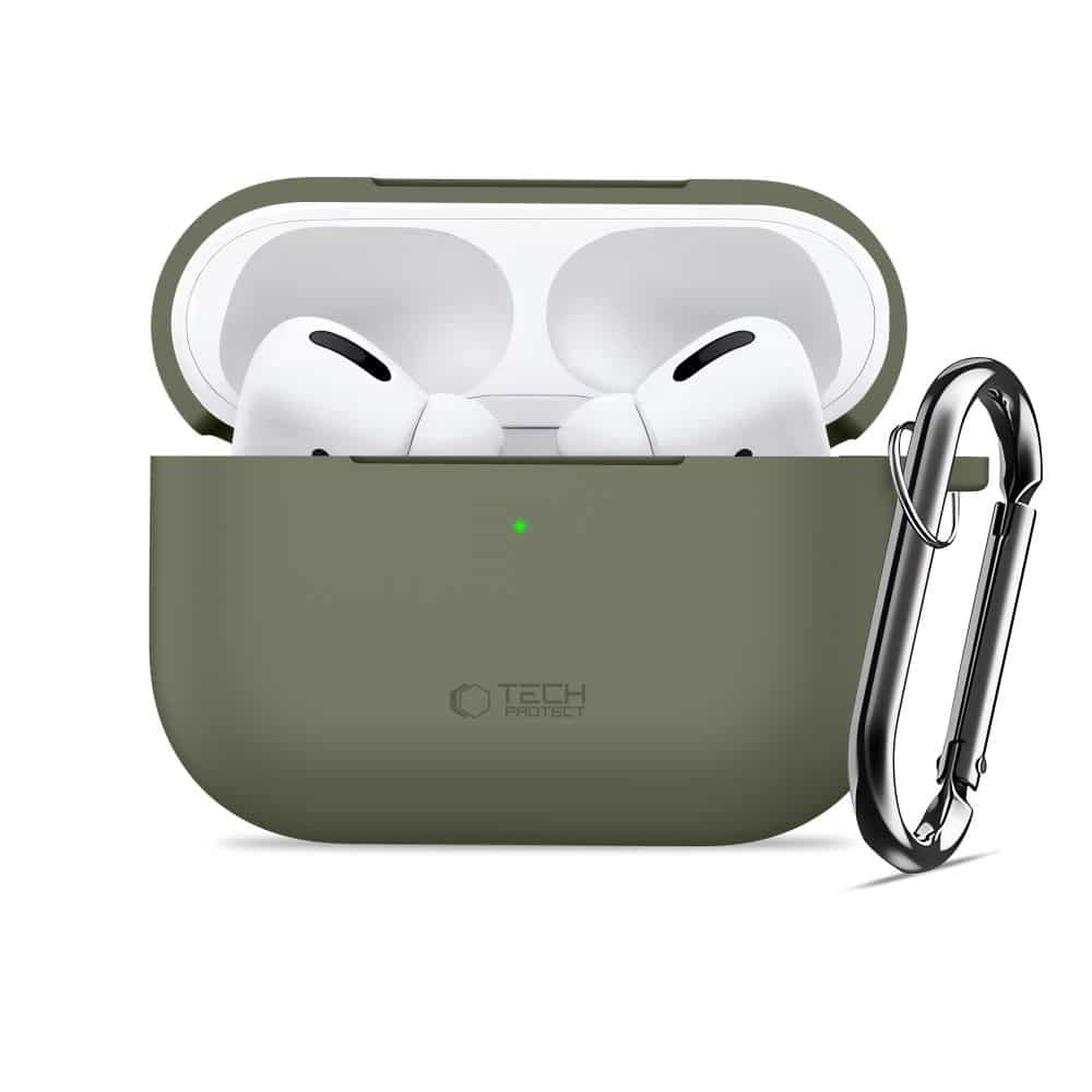 Θήκη Σιλικόνης Tech-Protect Με Κλιπ Για Apple Airpods Pro 3 - Ελιά - Image 3