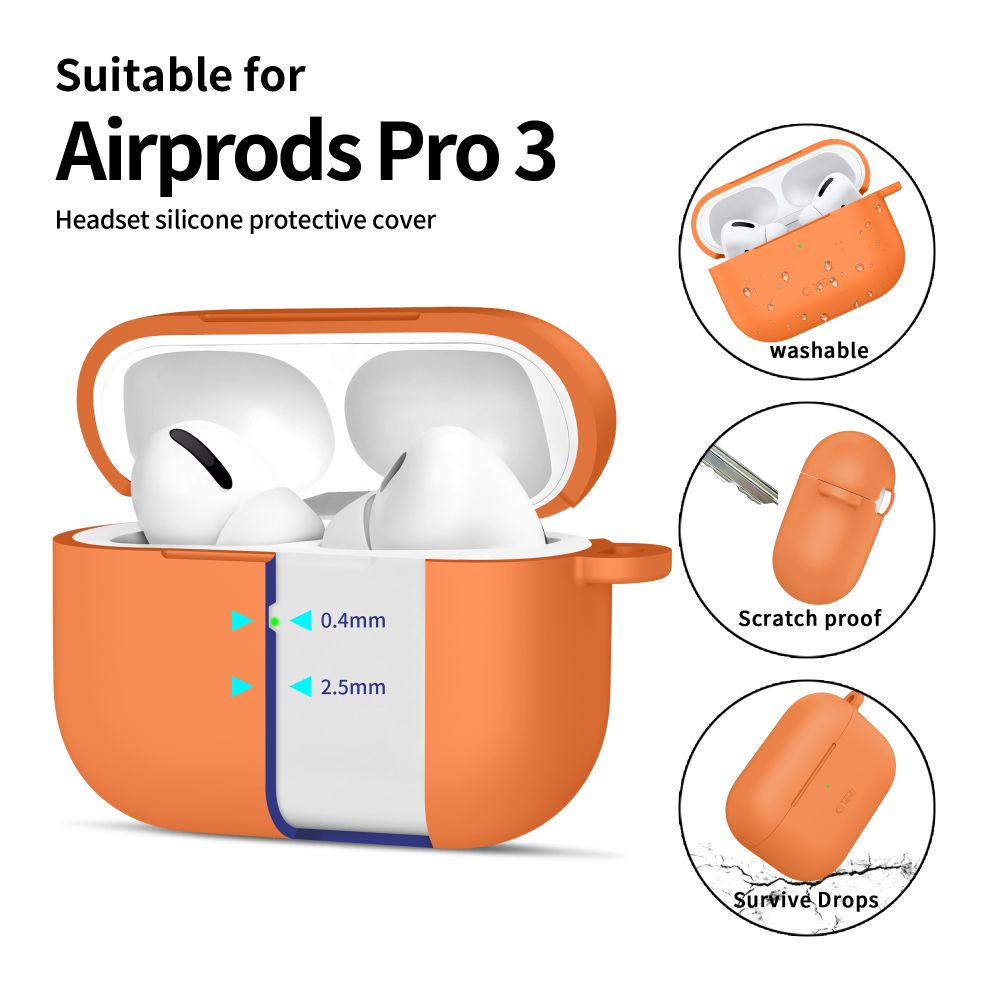 Tech-Protect Σilikonικό Αντικατασταση Για Apple Airpods Pro 3 Κοσμικο Πορτοκali - Image 4