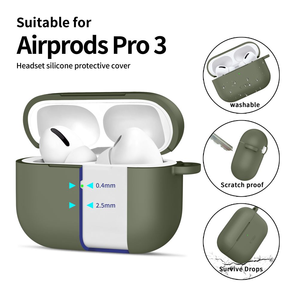 Θήκη Σιλικόνης Tech-Protect Με Κλιπ Για Apple Airpods Pro 3 - Ελιά - Image 4