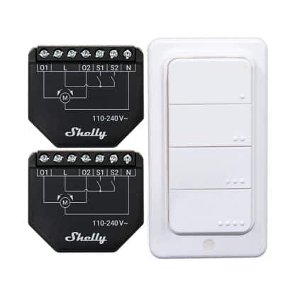 Set Of 2 Blind/curtain Wifi Controllers Shelly Shutter + Blu Rc Button 4