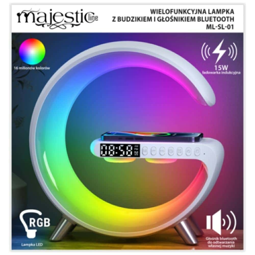 Πολυλειτουργική Λάμπα Majesticline Με Ρολόι Ξυπνητήρι Και Ηχείο Bluetooth Λευκή - Image 10