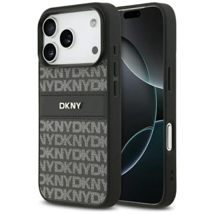 Θήκη Dkny Επαναλαμβανόμενο Υφασμάτινο Μοτίβο Με Τονική Λωρίδα Για iPhone 17 Pro Max - Μαύρη