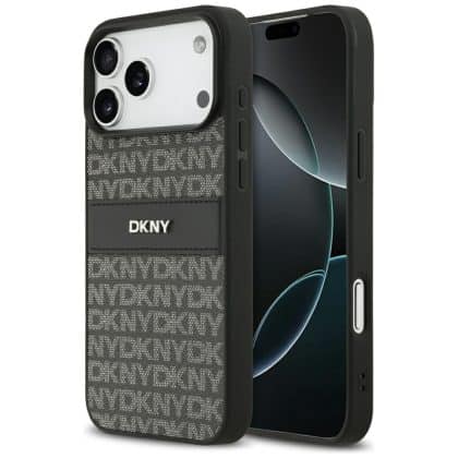 Θήκη Dkny Επαναλαμβανόμενο Υφασματικό Μοτίβο Με Τονική Λωρίδα Για iPhone 17 Pro Max Μαύρη
