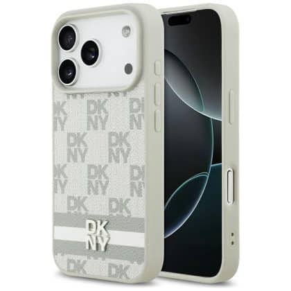 DKNY Καρό με Εκτυπωμένες Ράγες - θήκη για Apple iPhone 17 Pro - Μπεζ