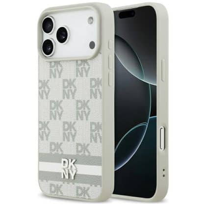 DKNY Καρό με Εκτυπωμένες Ρίγες - θήκη για Apple iPhone 17 Pro Max - Μπεζ