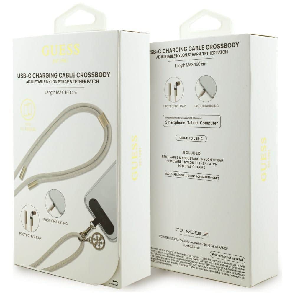 Λουράκι Guess Cbdy 4g Charm USB-C/usb-C 150 Cm Μπεζ - Image 4