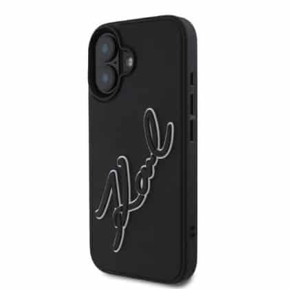 Karl Lagerfeld 3D Rubber Bicolor Signature - θήκη για Apple iPhone 16 - Μαύρο