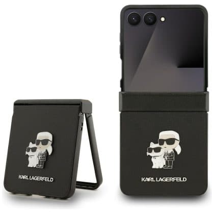 Karl Lagerfeld Saffiano Karl&Choupette Pin - θήκη για Samsung Galaxy Z Flip7 - Μαύρο