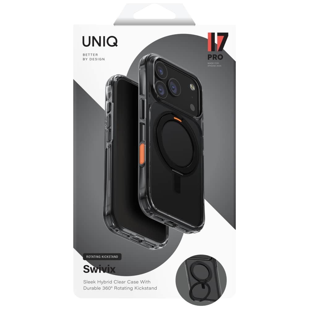Uniq Swivix Θήκη Για iPhone 17 Pro Με 360° Περιστρεφόμενο Στήριγμα - Μαύρη - Image 6
