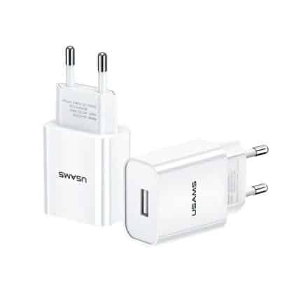 Usams Φορτιστής Τοίχου 1xusb T18 2.1a (μόνο Κεφαλή) Λευκός - Γρήγορη Φόρτιση Cc075tc01