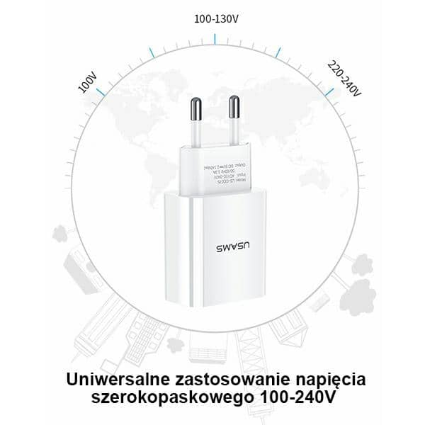 Usams Φορτιστής Τοίχου 1xusb T18 2.1a (μόνο Κεφαλή) Λευκός - Γρήγορη Φόρτιση Cc075tc01 - Image 2