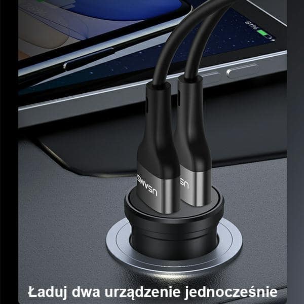 Φορτιστής Αυτοκινήτου Usams 2xusb 2.4a Mini Μαύρος Cc114tc01 (us-Cc114) - Image 3