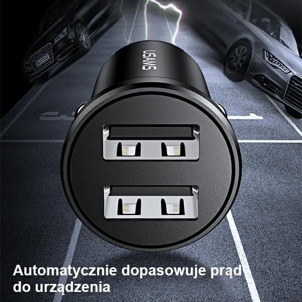 Φορτιστής Αυτοκινήτου Usams 2xusb 2.4a Mini Μαύρος Cc114tc01 (us-Cc114) - Image 4