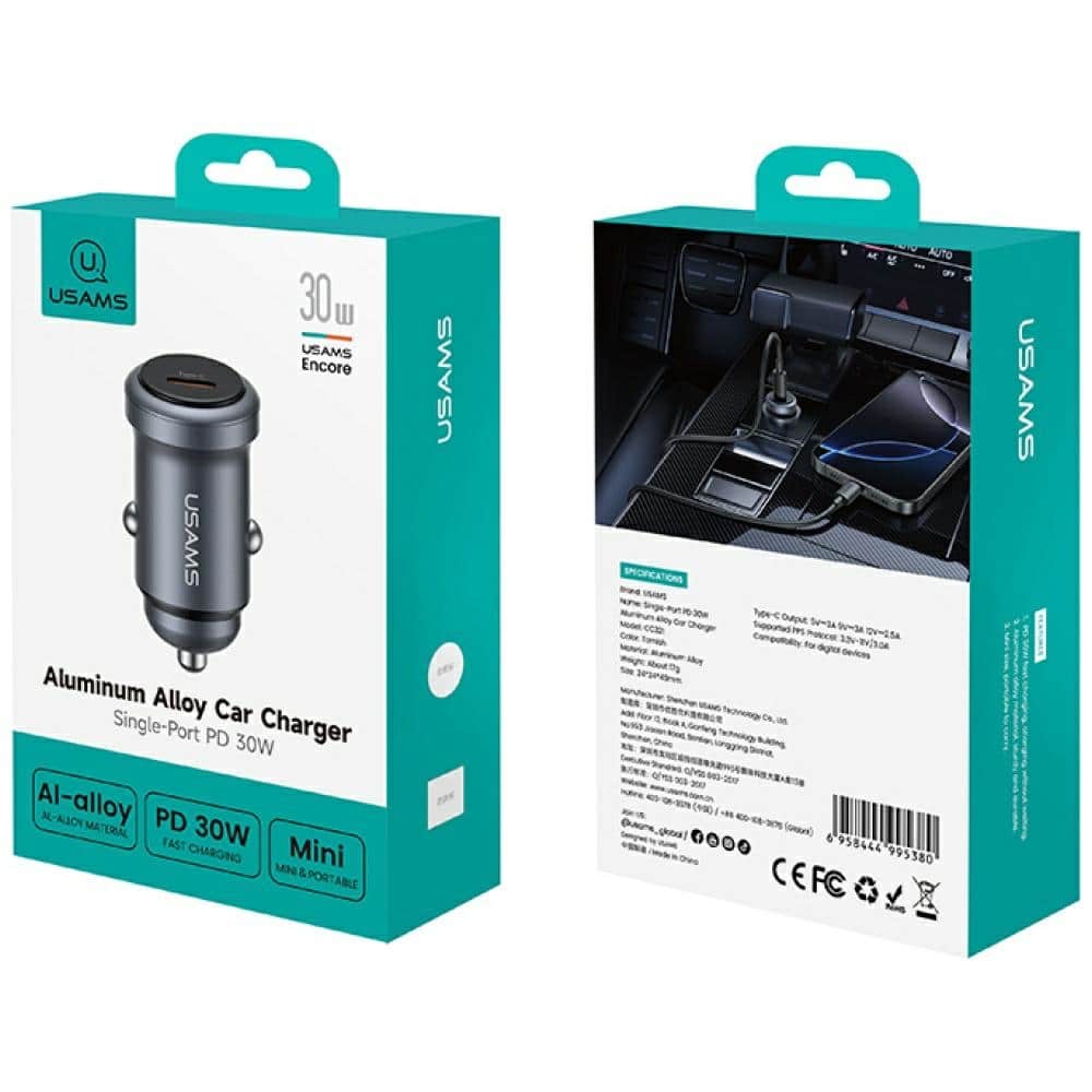 Φορτιστής Αυτοκινήτου Usams Cc321 Αλουμινίου 30w Pd USB-C - Image 5