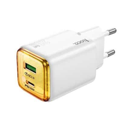 Wall Charger Hoco N52, 20w, 3a, 1 X USB-A - 1 X USB-C, White